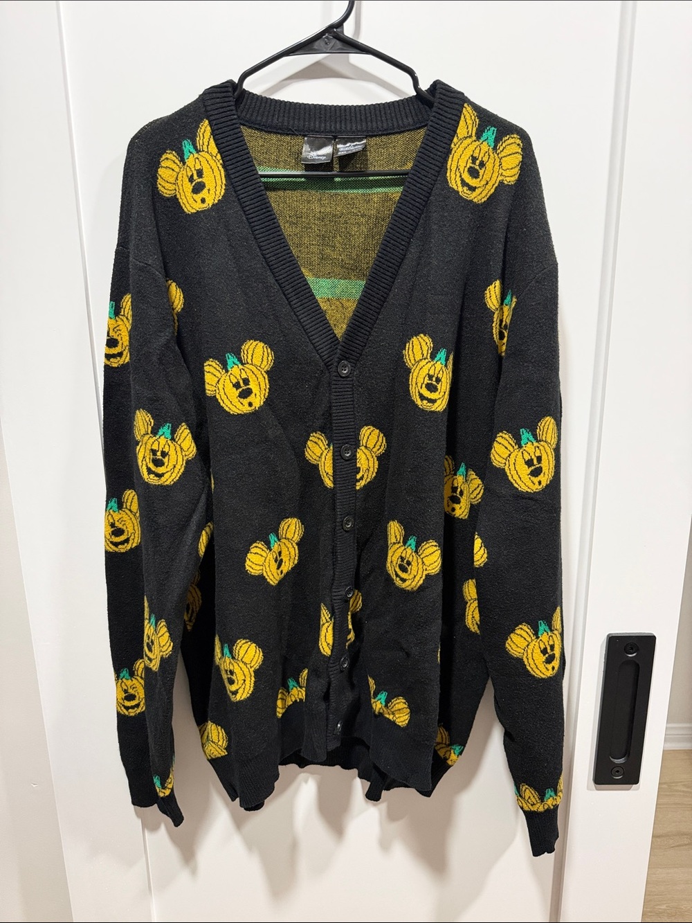 DISNEY X CAKEWORTHY Black Cardigan with Yellow Pumpkin Mickey Motif 3XL